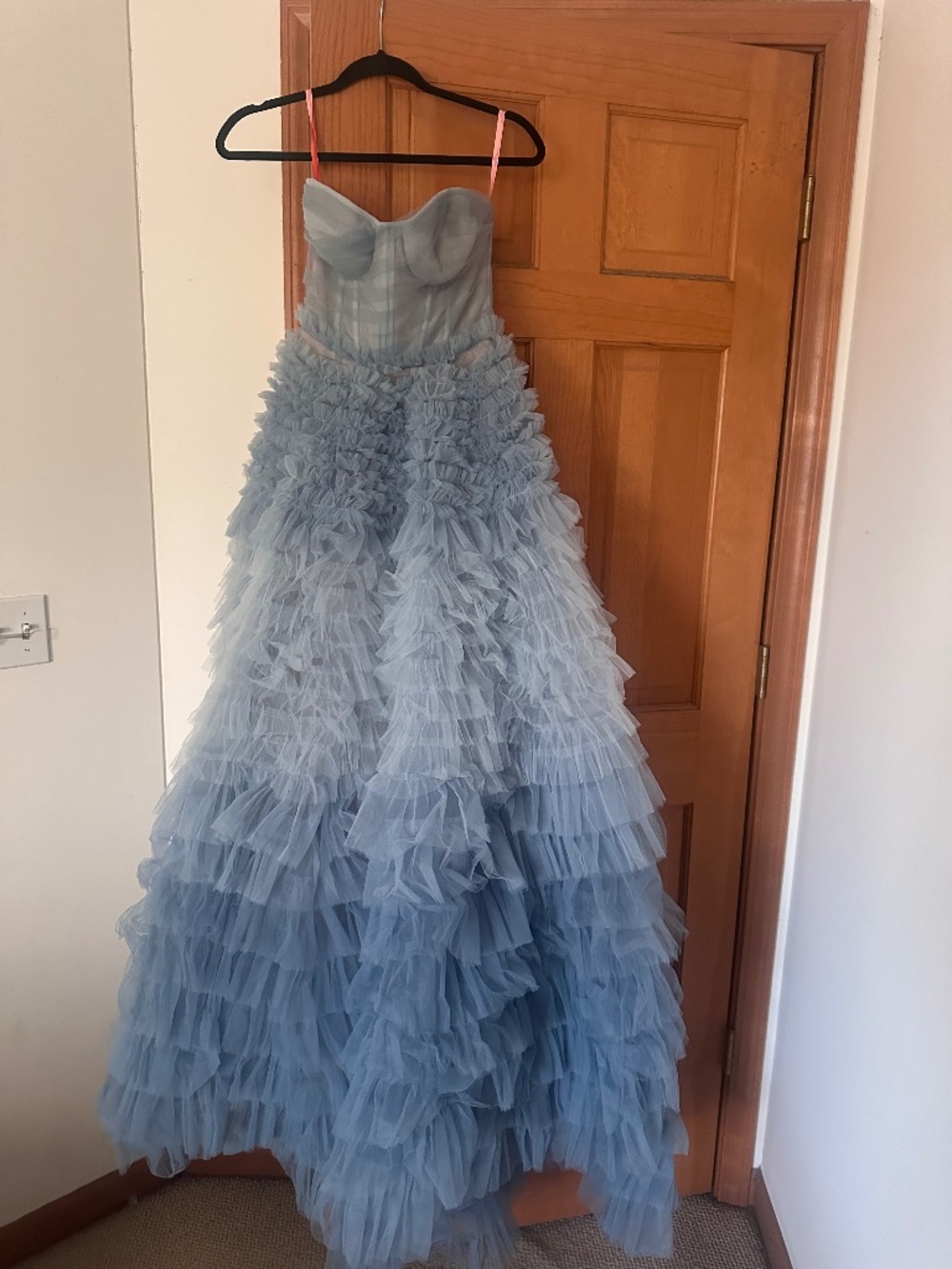 Milla - Light Blue Strapless Frill-Layered Fluffy Dress